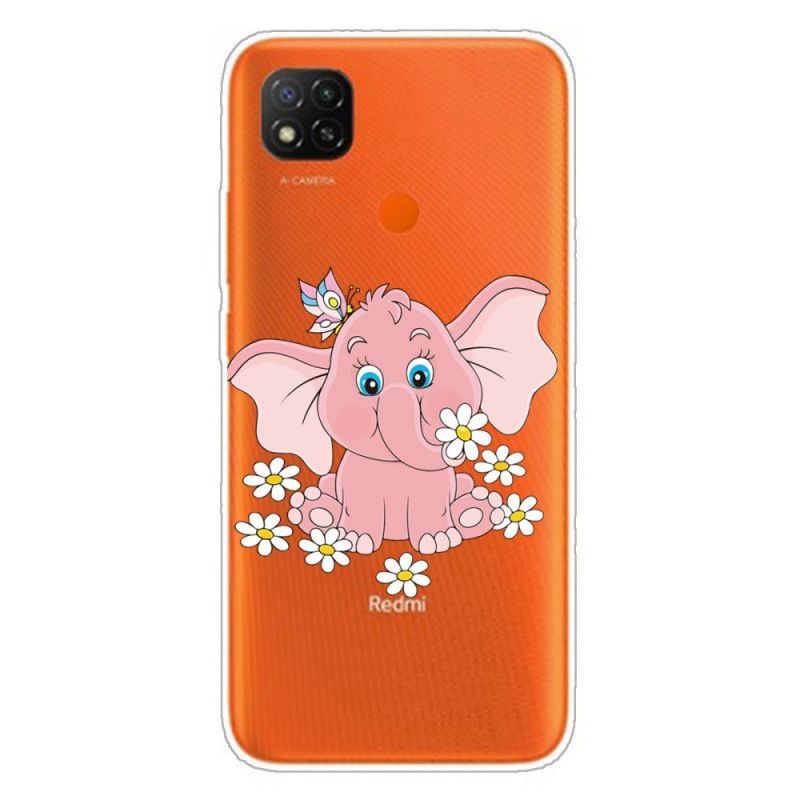 Cover Hoesje Xiaomi Redmi 9C Telefoonhoesje Transparant Roze Olifant
