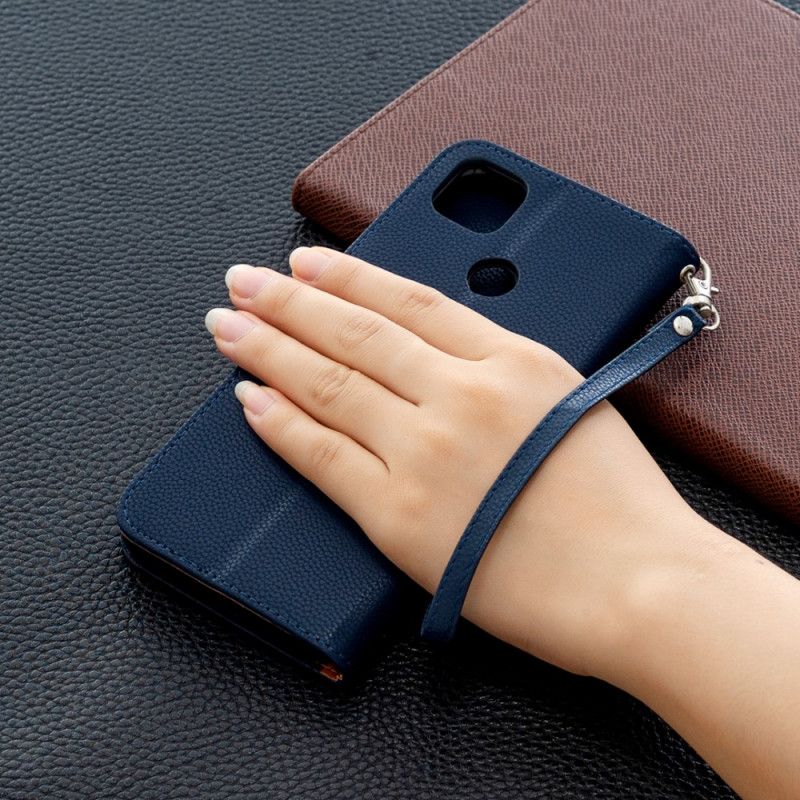 Flip Case Leren Xiaomi Redmi 9C Grijs Zwart Lychee Schuine Flap