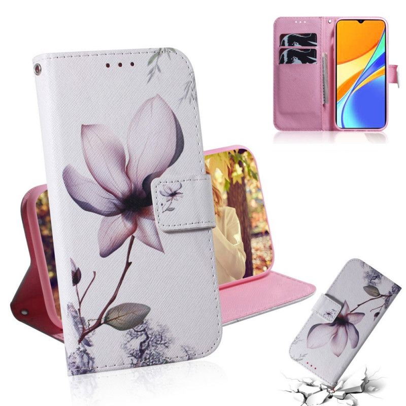 Flip Case Leren Xiaomi Redmi 9C Oud Roze Bloem