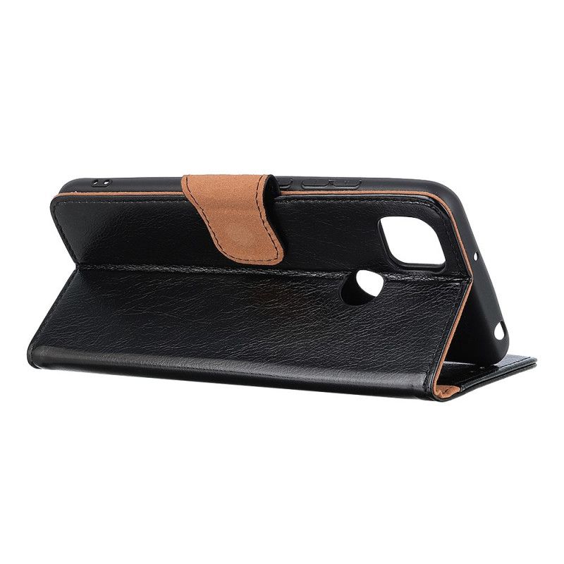 Flip Case Leren Xiaomi Redmi 9C Rood Zwart Gespleten Nappaleer