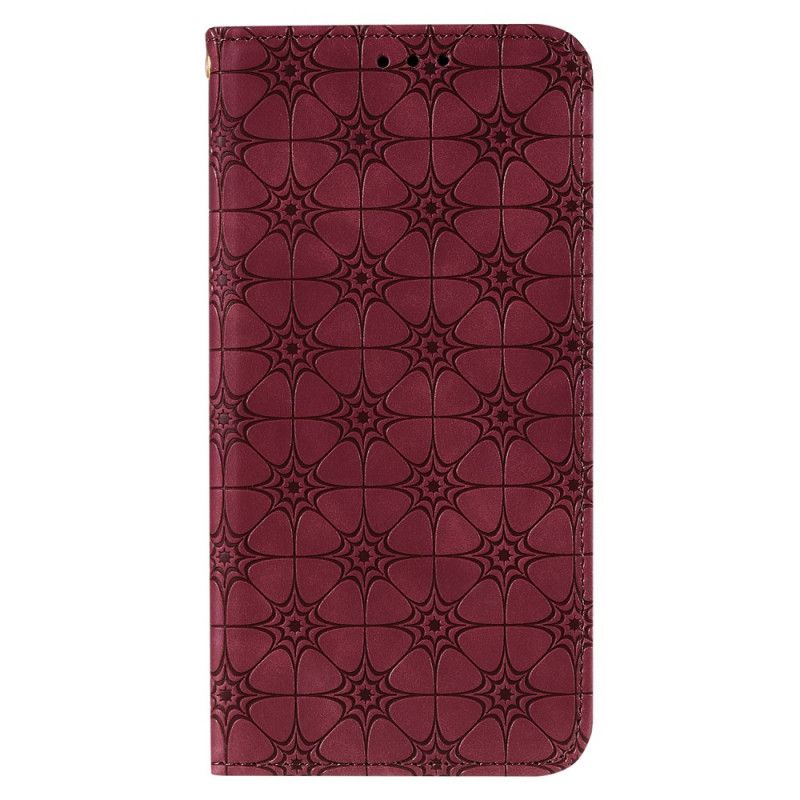 Folio-hoesje voor Xiaomi Redmi 9C Groen Rood Barokke Bloemen