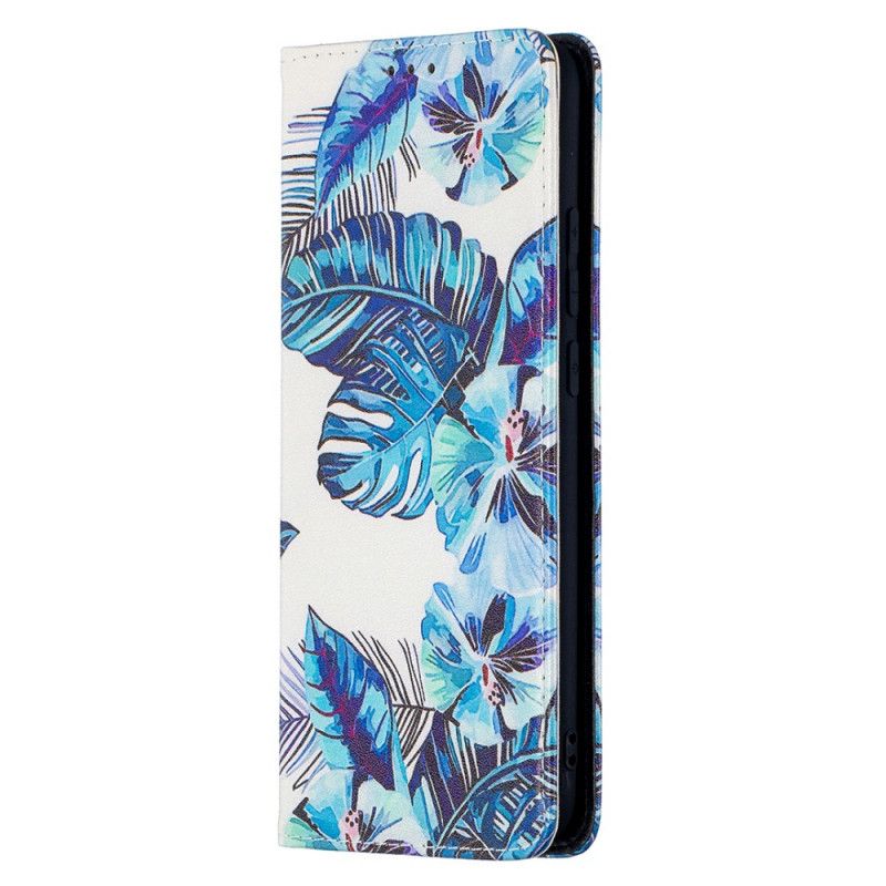 Folio-hoesje Xiaomi Redmi 9C Donkerblauw Groen Telefoonhoesje Bladeren