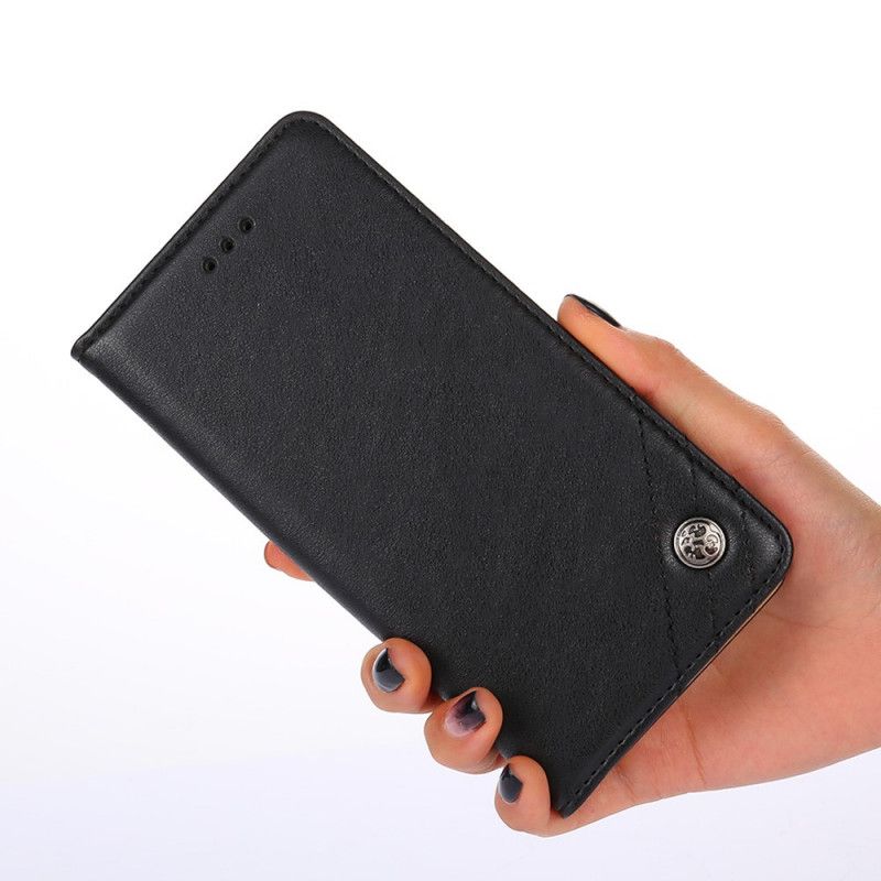 Folio-hoesje Xiaomi Redmi 9C Rood Zwart Stijl Met Klinknagelleer