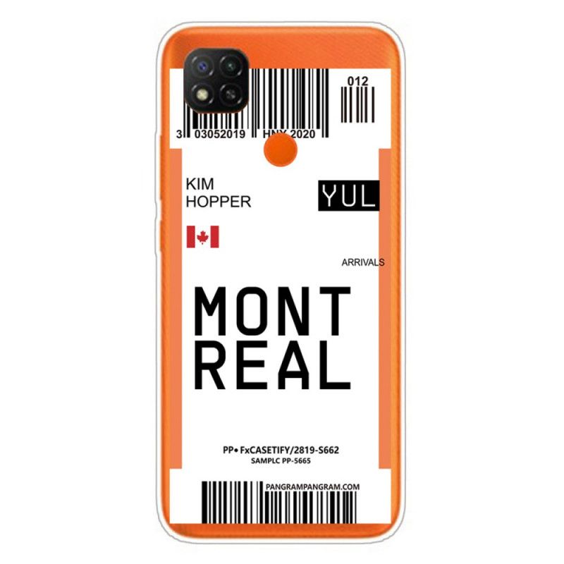 Hoesje voor Xiaomi Redmi 9C Instapkaart Naar Montreal