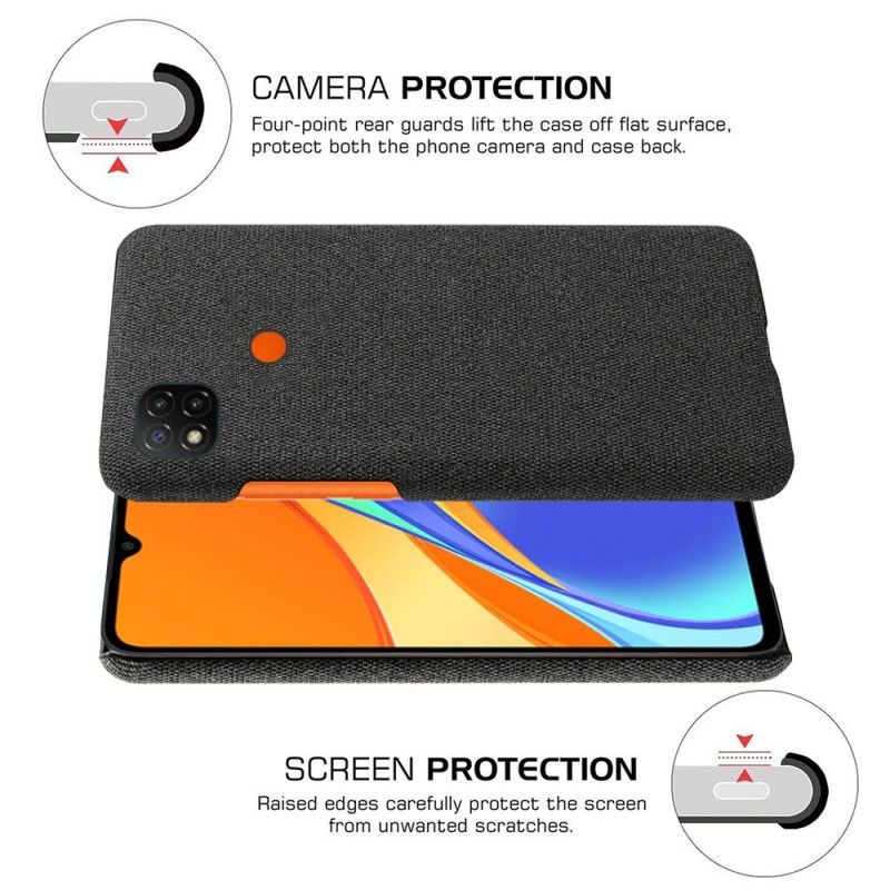 Hoesje Xiaomi Redmi 9C Grijs Zwart Ksq Chique Stof