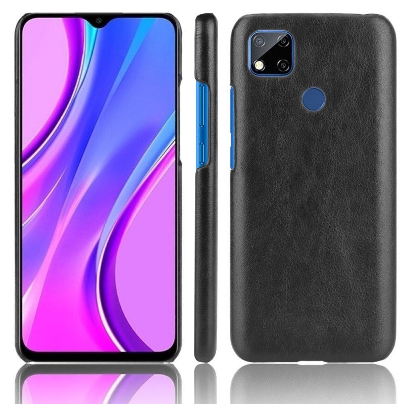 Hoesje Xiaomi Redmi 9C Grijs Zwart Lychee Leereffect