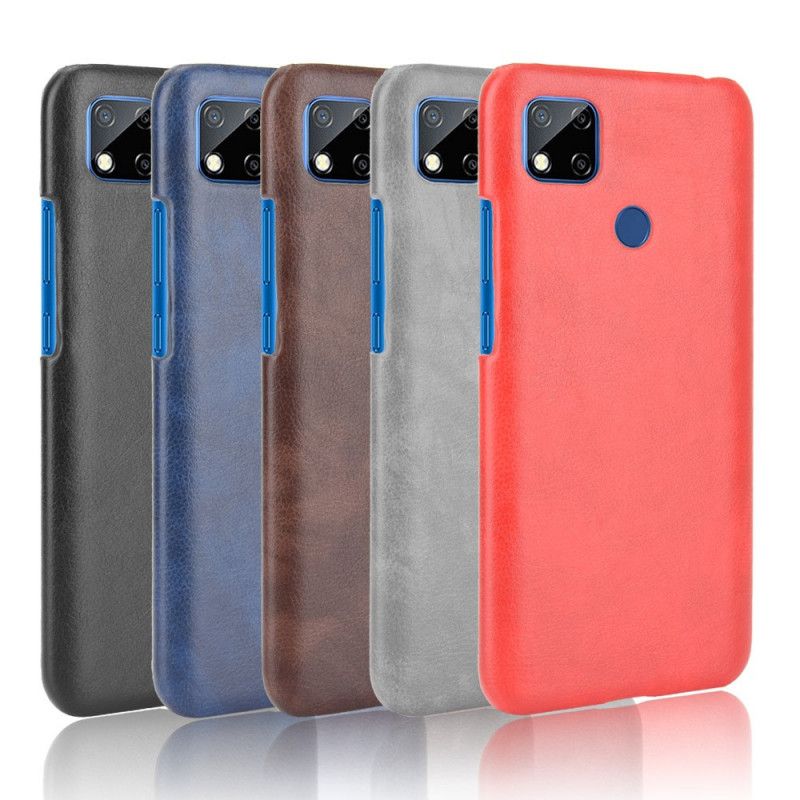 Hoesje Xiaomi Redmi 9C Grijs Zwart Lychee Leereffect