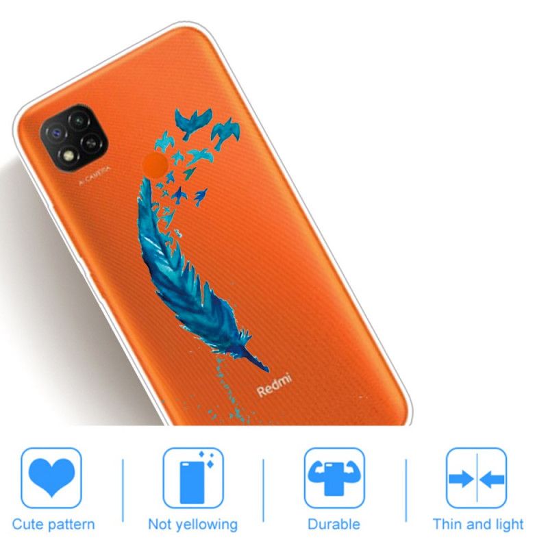 Hoesje Xiaomi Redmi 9C Mooie Blauwe Veer