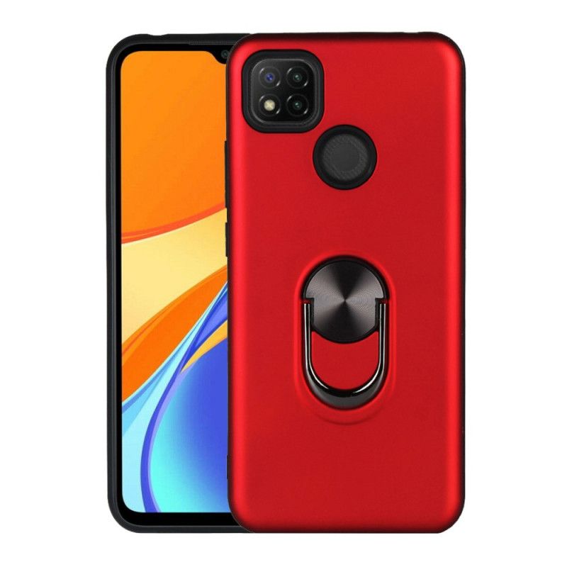 Hoesje Xiaomi Redmi 9C Rood Zwart Afneembaar Met Steunring