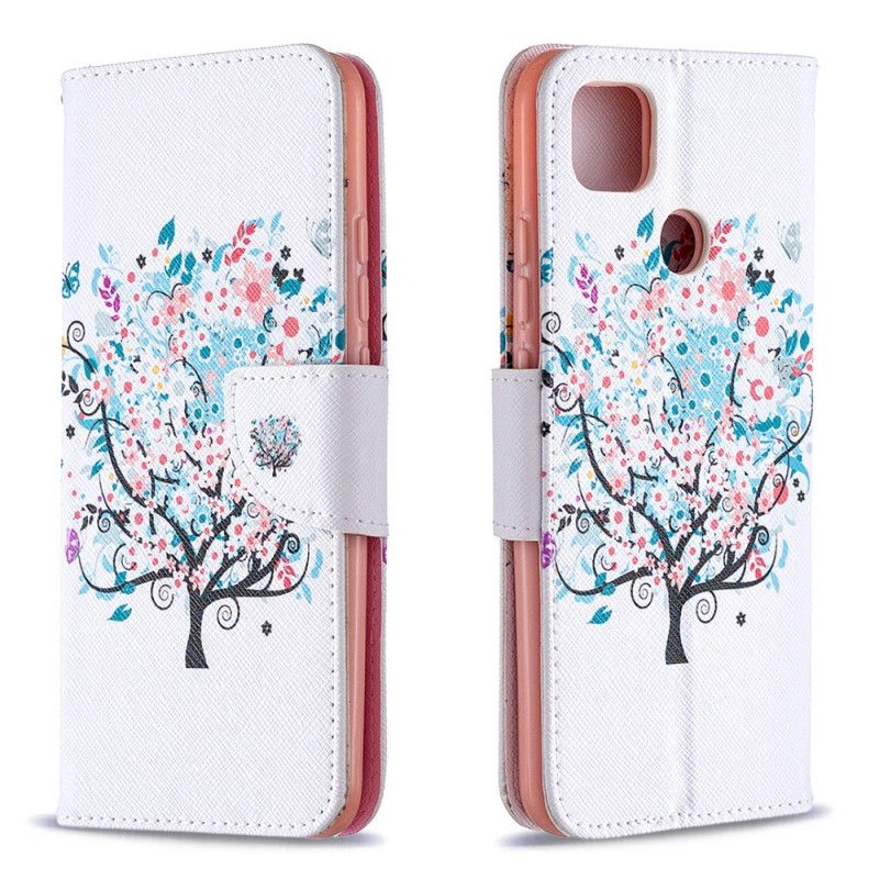 Leren Hoesje voor Xiaomi Redmi 9C Bloemrijke Boom