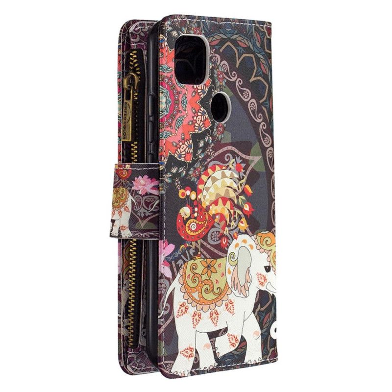 Leren Hoesje voor Xiaomi Redmi 9C Olifantenzak Met Ritssluiting