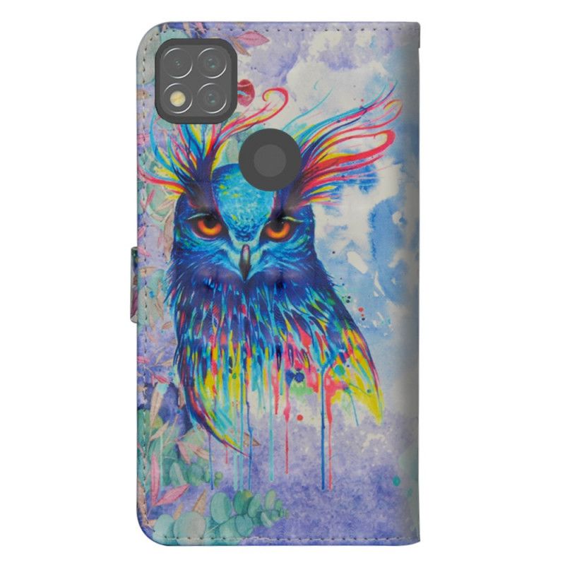 Leren Hoesje Xiaomi Redmi 9C Aquarel Vogel