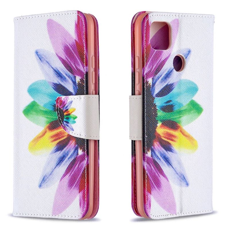 Leren Hoesje Xiaomi Redmi 9C Aquarelbloem