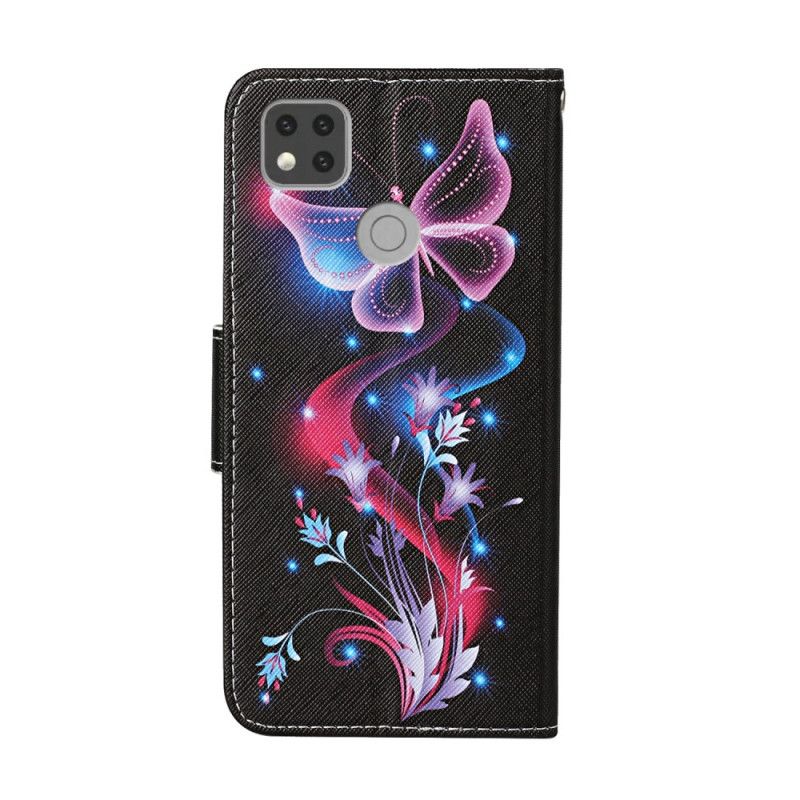 Leren Hoesje Xiaomi Redmi 9C Betoverde Vlinders