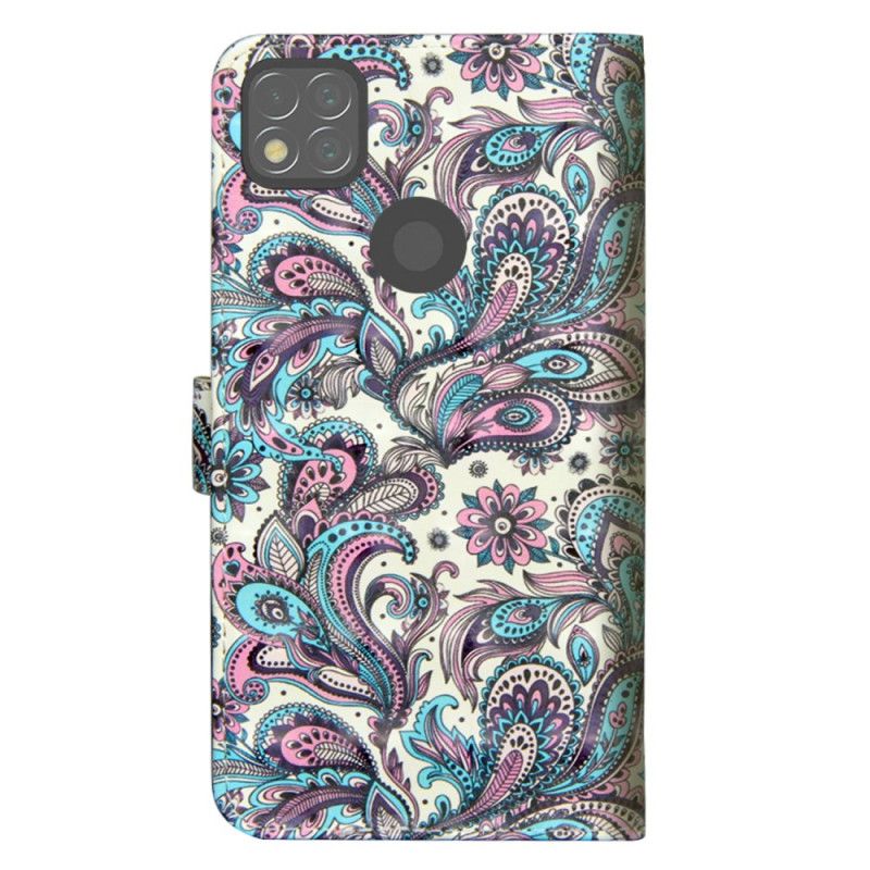 Leren Hoesje Xiaomi Redmi 9C Bloemen Met Een Patroon