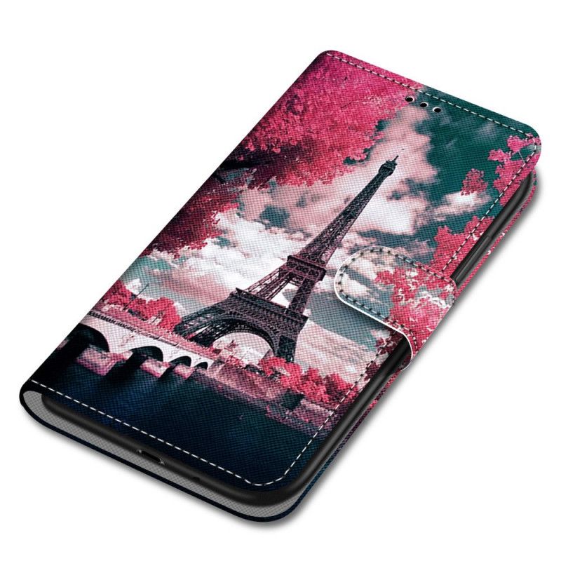 Leren Hoesje Xiaomi Redmi 9C Eiffeltoren In De Zomer