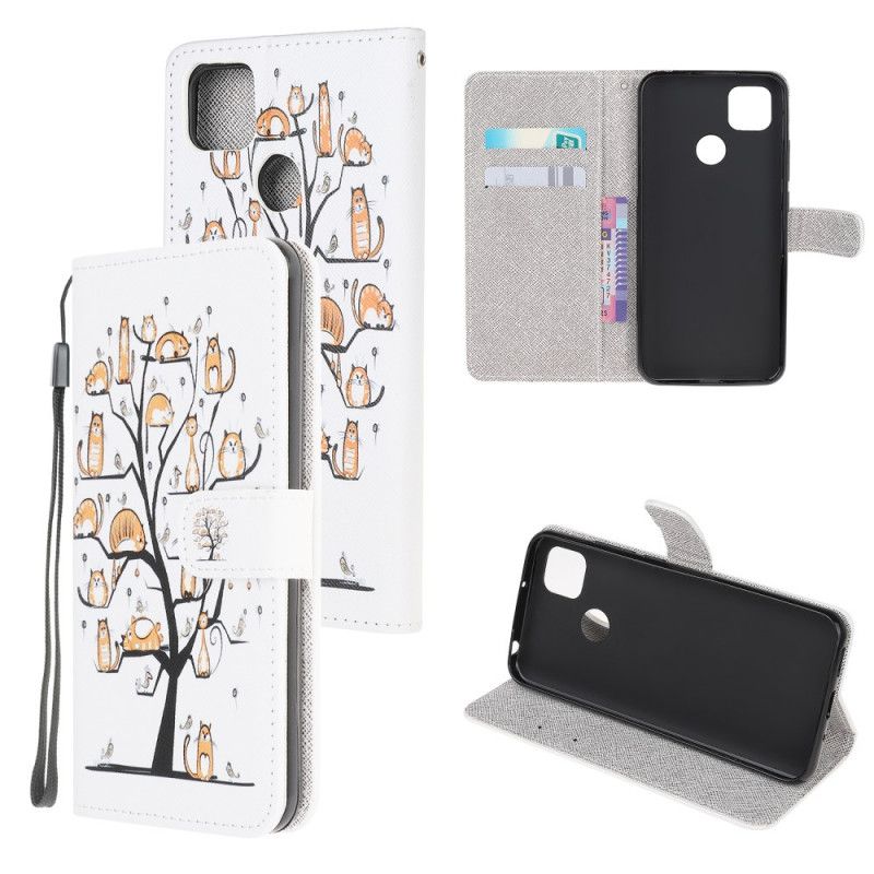 Leren Hoesje Xiaomi Redmi 9C Funky String Katten