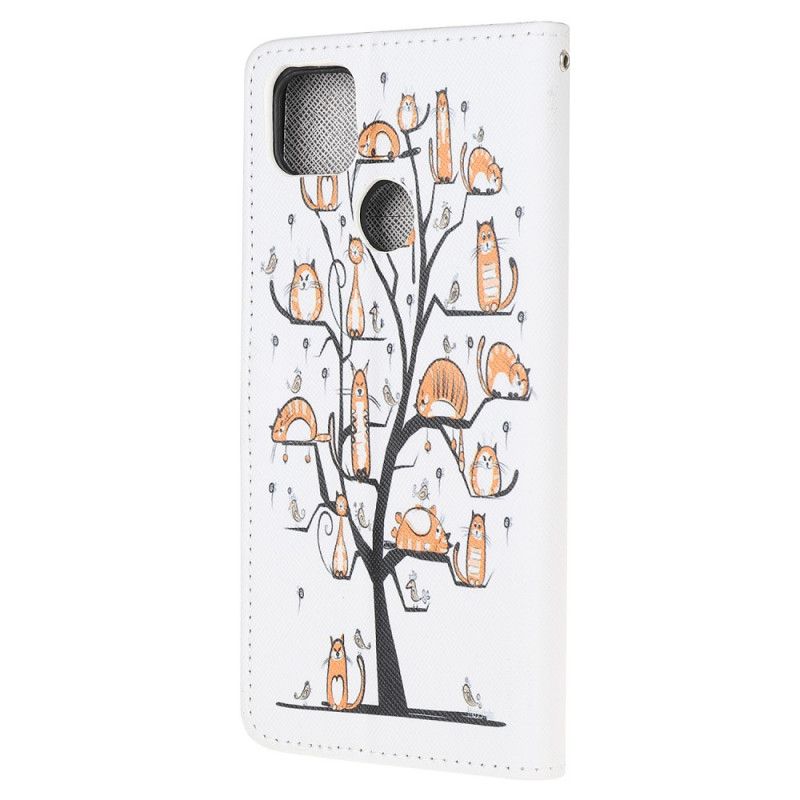 Leren Hoesje Xiaomi Redmi 9C Funky String Katten