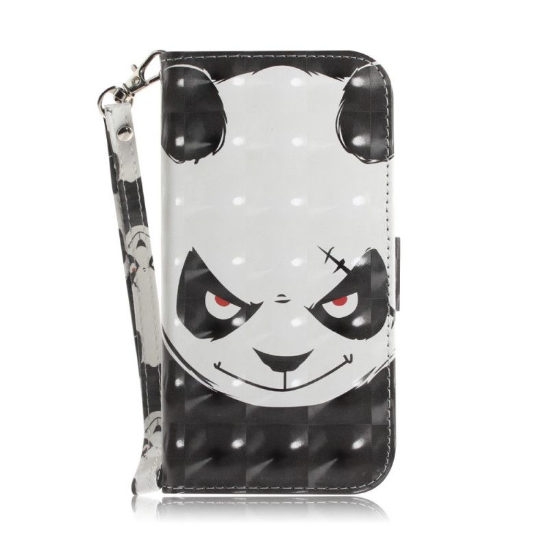 Leren Hoesje Xiaomi Redmi 9C Telefoonhoesje Boze Panda Met String