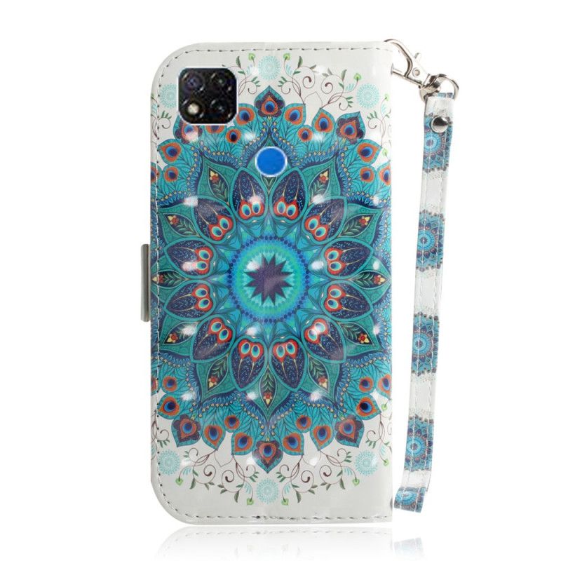 Leren Hoesje Xiaomi Redmi 9C Telefoonhoesje Meesterlijke Mandala Met String