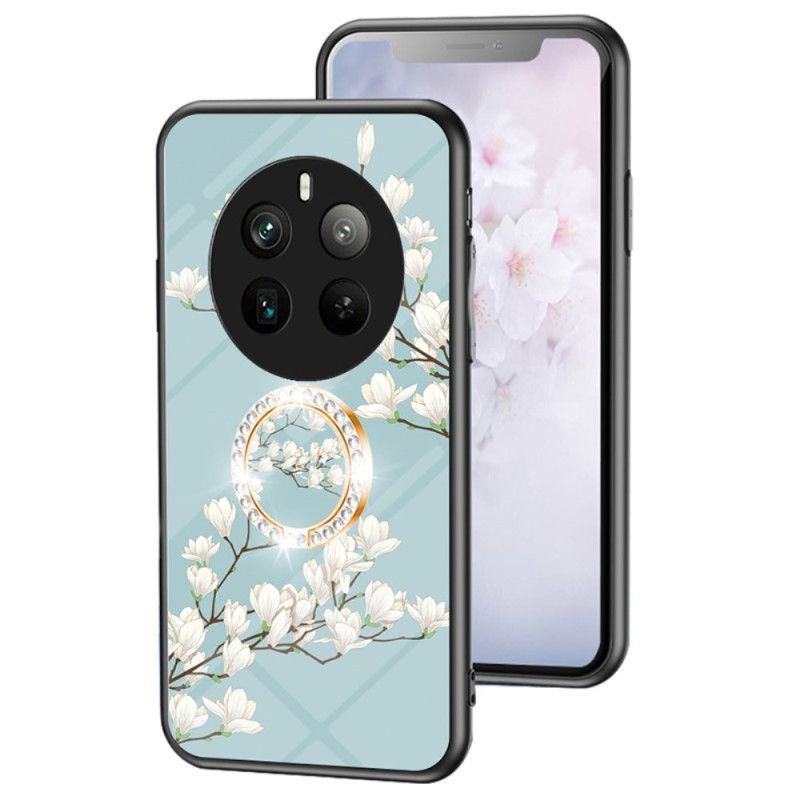 Case Hoesje Realme 12 Pro / 12 Pro Plus Telefoonhoesje Bloemenringhouder Van Gehard Glas