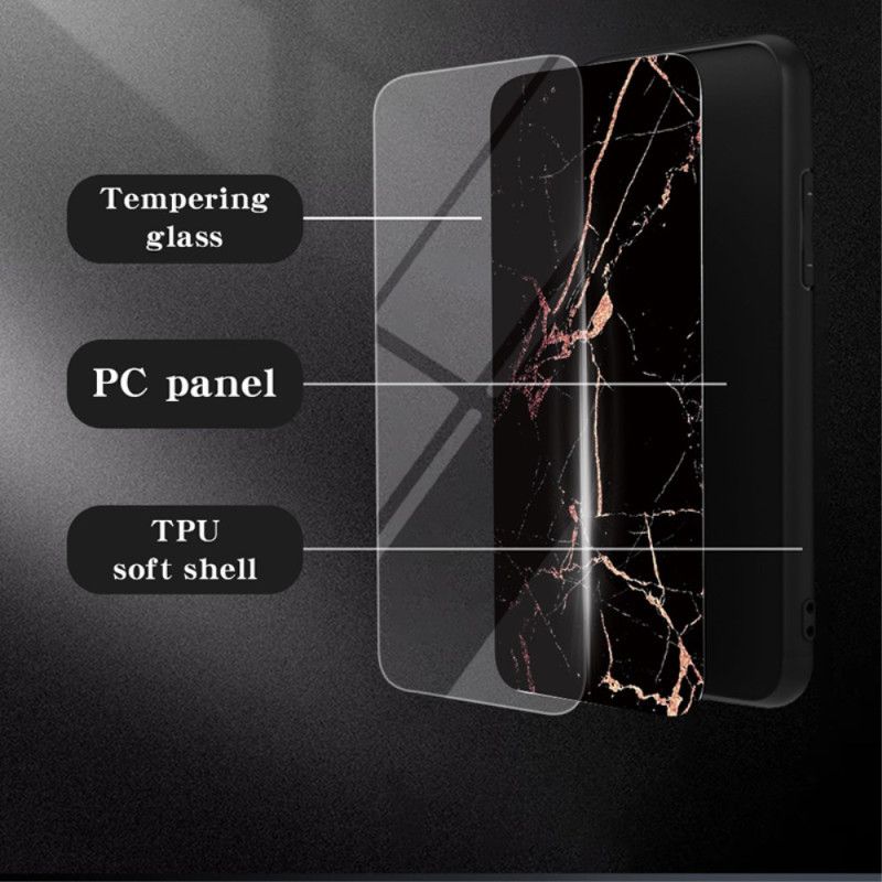 Cover Hoesje Realme 12 Pro / 12 Pro Plus Telefoonhoesje Marmer Gehard Glas