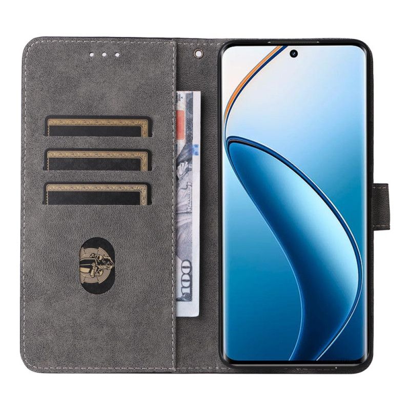 Flip Case Leren Realme 12 Pro / 12 Pro Plus Met Rfid-blokkering En Draagkoord