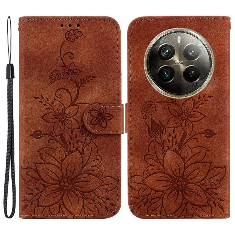 Leren Hoesje Realme 12 Pro / 12 Pro Plus Bloemenband Bescherming Hoesje