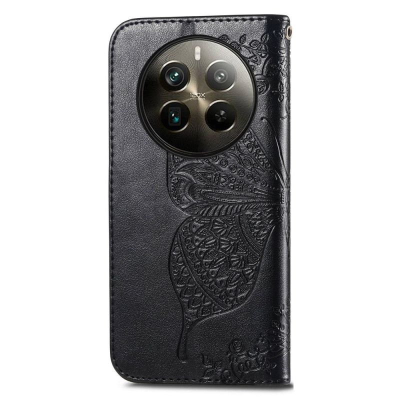 Leren Hoesje Voor Realme 12 Pro / 12 Pro Plus Barok Vlinder Met Riem