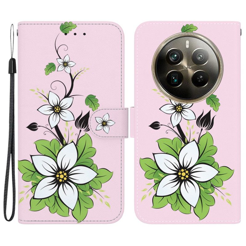 Leren Hoesje Voor Realme 12 Pro / 12 Pro Plus Lelie In Riem