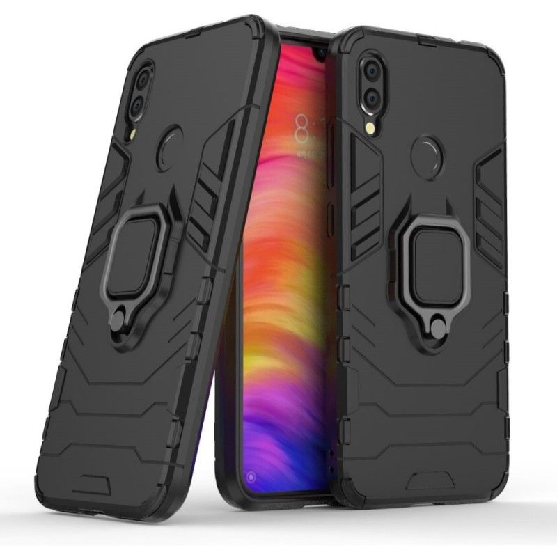 Case Hoesje Xiaomi Redmi Note 7 Rood Zwart Telefoonhoesje Resistente Ring