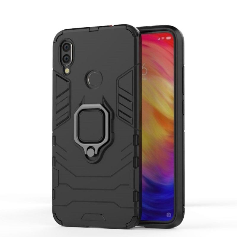 Case Hoesje Xiaomi Redmi Note 7 Rood Zwart Telefoonhoesje Resistente Ring