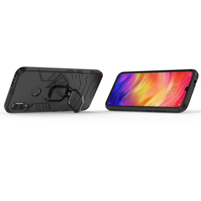 Case Hoesje Xiaomi Redmi Note 7 Rood Zwart Telefoonhoesje Resistente Ring