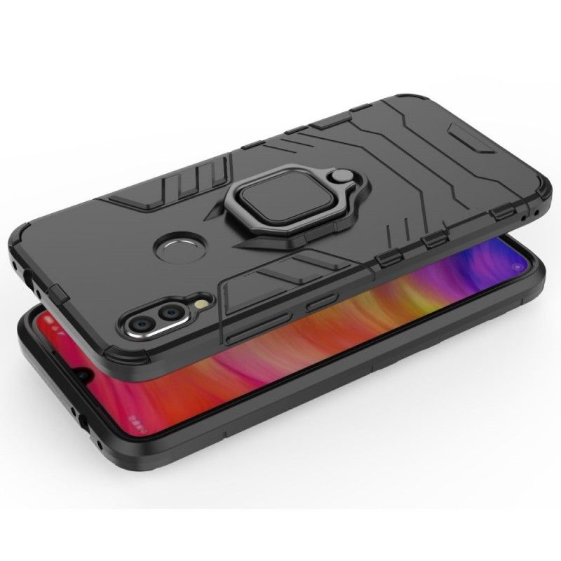 Case Hoesje Xiaomi Redmi Note 7 Rood Zwart Telefoonhoesje Resistente Ring