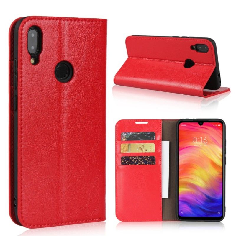 Folio-hoesje Xiaomi Redmi Note 7 Rood Zwart Echt Verouderd Leer