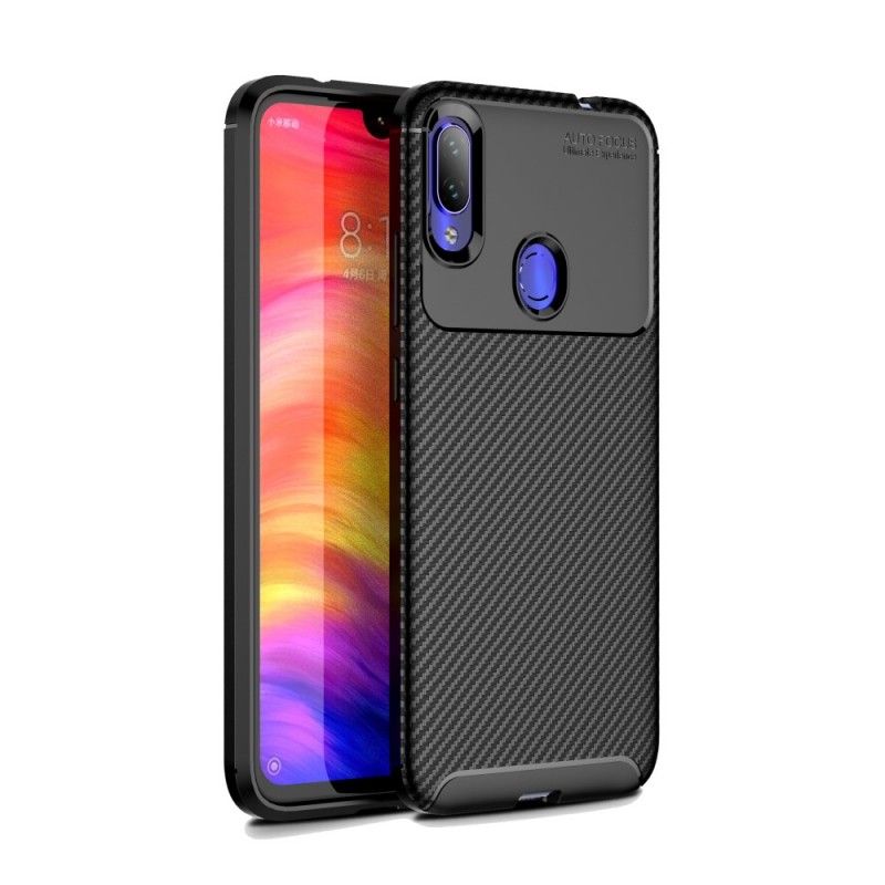 Hoesje voor Xiaomi Redmi Note 7 Donkerblauw Zwart Flexibele Koolstofvezeltextuur