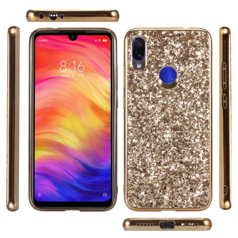 Hoesje voor Xiaomi Redmi Note 7 Lichtblauw Rood Ik Ben Glitter