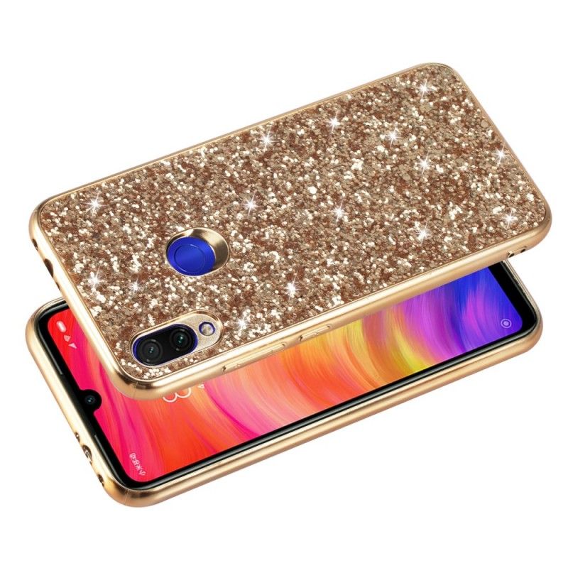 Hoesje voor Xiaomi Redmi Note 7 Lichtblauw Rood Ik Ben Glitter