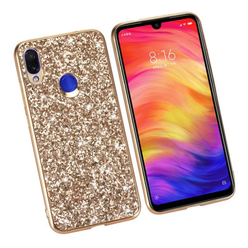 Hoesje voor Xiaomi Redmi Note 7 Lichtblauw Rood Ik Ben Glitter