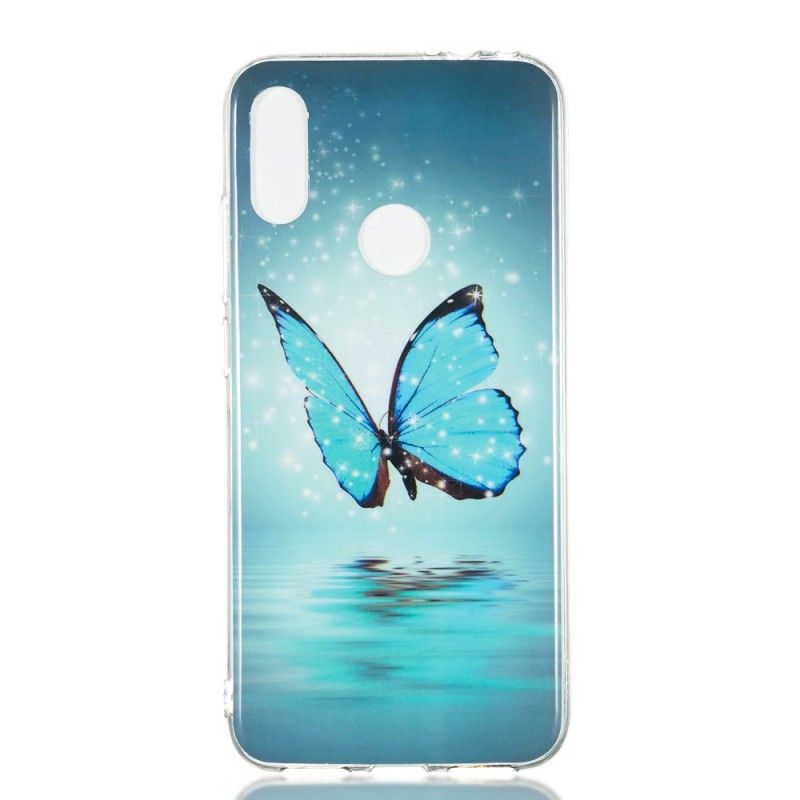 Hoesje Xiaomi Redmi Note 7 Telefoonhoesje Fluorescerende Blauwe Vlinder