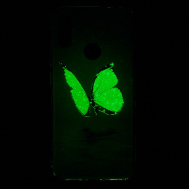 Hoesje Xiaomi Redmi Note 7 Telefoonhoesje Fluorescerende Blauwe Vlinder