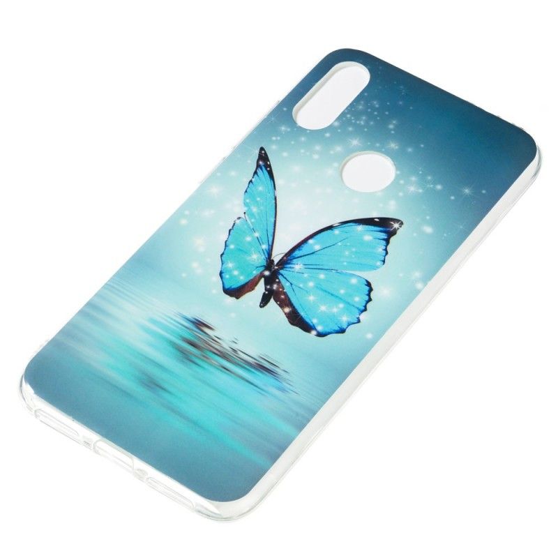 Hoesje Xiaomi Redmi Note 7 Telefoonhoesje Fluorescerende Blauwe Vlinder