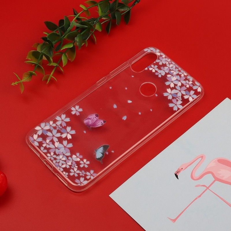 Hoesje Xiaomi Redmi Note 7 Transparante Vlinders En Bloemen