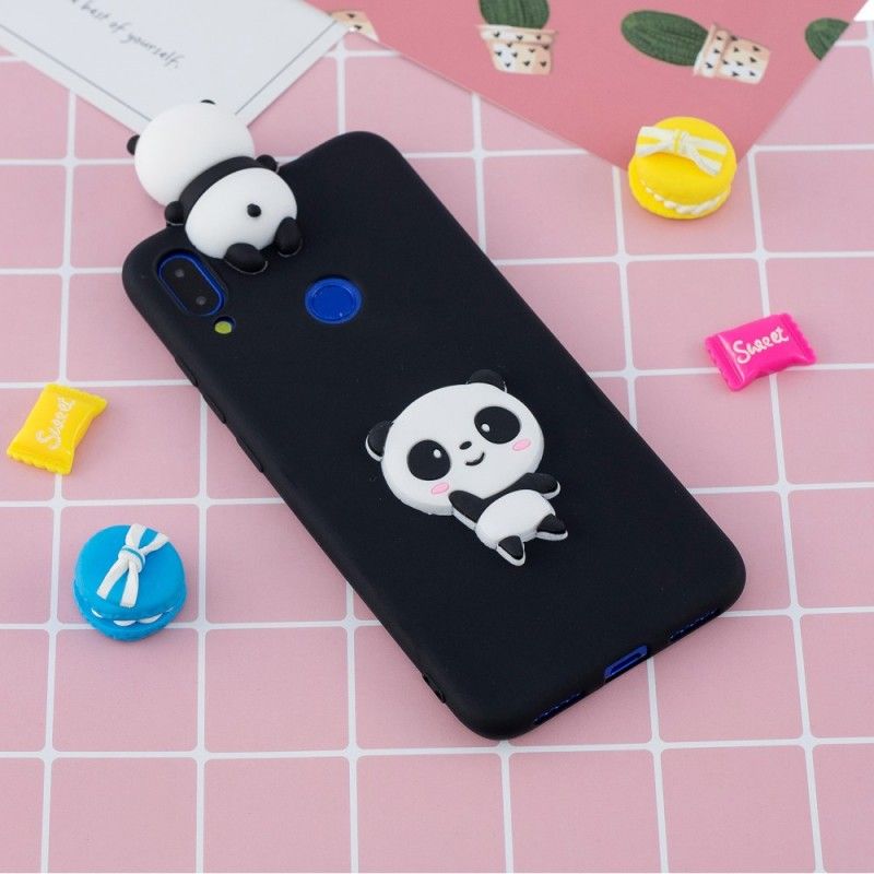 Hoesje Xiaomi Redmi Note 7 Wit Zwart 3D Mijn Panda