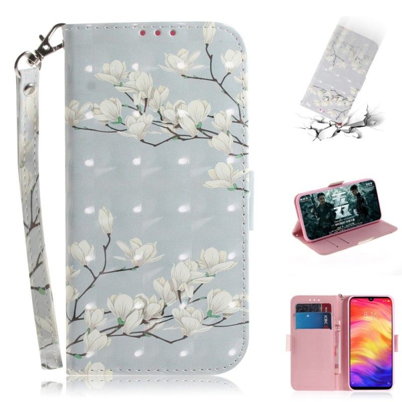 Leren Hoesje voor Xiaomi Redmi Note 7 Bloeiende Boom Met String