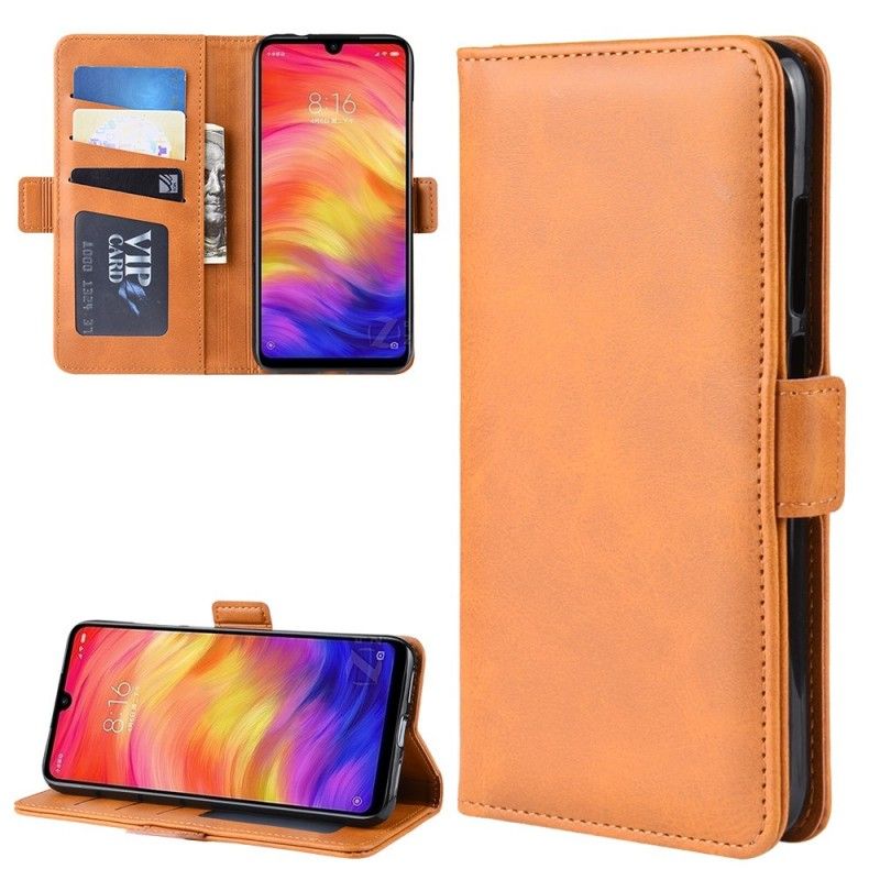 Leren Hoesje voor Xiaomi Redmi Note 7 Bruin Dubbele Klep