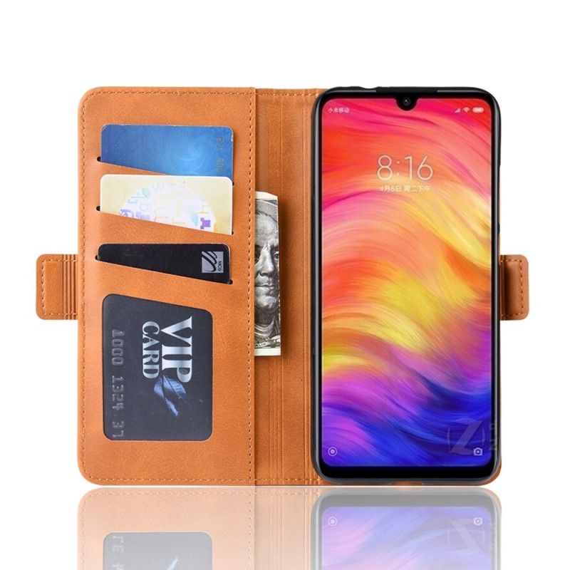 Leren Hoesje voor Xiaomi Redmi Note 7 Bruin Dubbele Klep