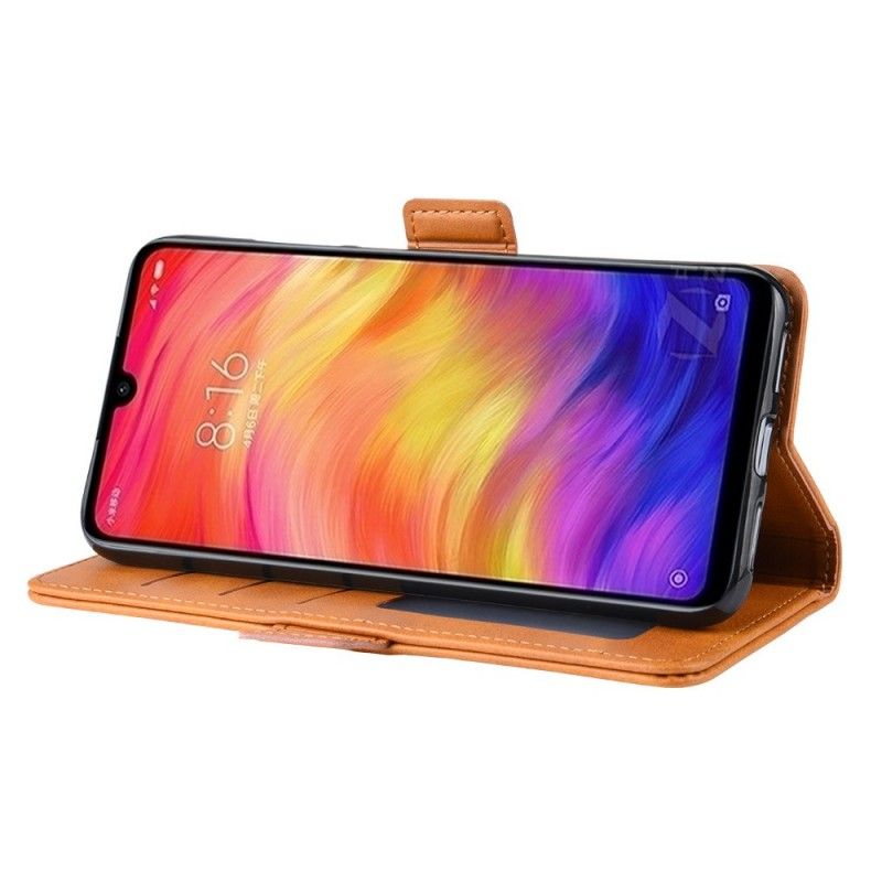 Leren Hoesje voor Xiaomi Redmi Note 7 Bruin Dubbele Klep