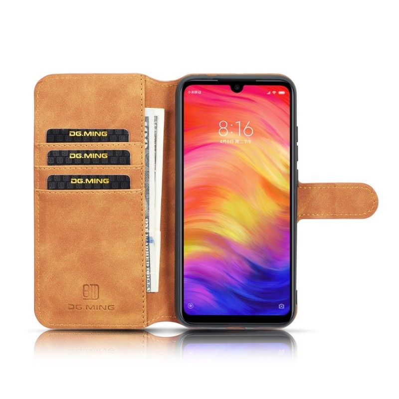 Leren Hoesje voor Xiaomi Redmi Note 7 Grijs Zwart Retro Dg.Ming