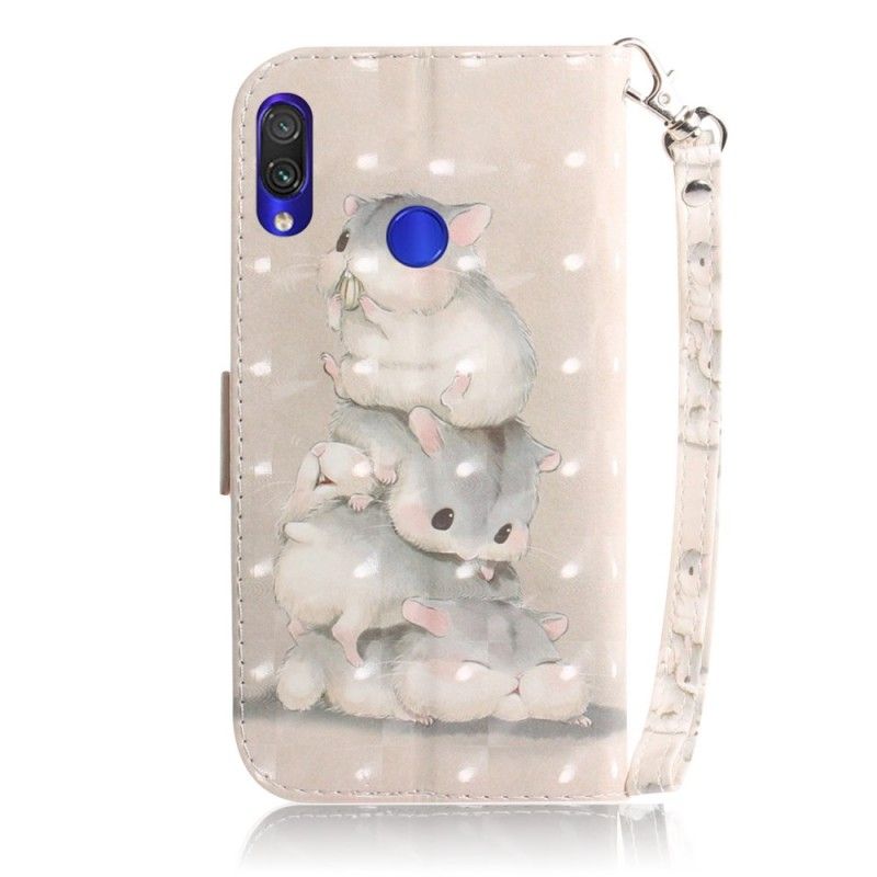 Leren Hoesje voor Xiaomi Redmi Note 7 Hamsters Met String